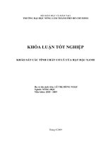 KHẢO SÁT CÁC TÍNH CHẤT CƠ LÝ CỦA HẠT ĐẬU XANH