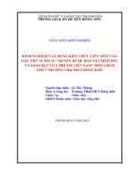 Kinh nghiệm tích hợp vận dụng kiến thức liên môn vào dạy bài 13 “quyền được bảo vệ, chăm sóc và giáo dục của trẻ em việt nam” môn GDCD lớp 7 trường THTHCS đông khê huyện đông sơn tỉnh thanh hóa 