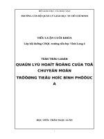 TIỂU LUẬN quản lý hoạt động của tổ chuyên môn trường tiểu học bình phước a, xã bình phước, huyện mang thít, tỉnh vĩnh long