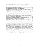 ĐỀ CƯƠNG môn KHOA HOC LANH DAO, QUẢN lý