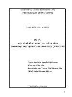 Một số kỹ năng khai thác kênh hình trong dạy học lịch sử 9 trường THCS quảng văn 