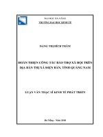 Hoàn thiện công tác bảo trợ xã hội trên địa bàn thị xã điện bàn, tỉnh quảng nam