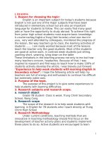 Kinh nghiệm để giúp học sinh yếu kém hứng thú trong việc học tiếng anh đối với học sinh lớp 7 THCS trung chính 