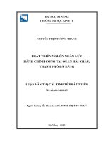 Phát triển nguồn nhân lực hành chính công tại quận hải châu, thành phố đà nẵng