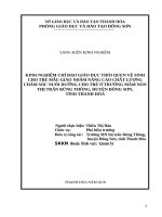 Kinh nghiệm chỉ đạo giáo dục thói quen vệ sinh cho trẻ mẫu giáo, nhằm nâng cao chất lượng chăm sóc sức khỏe trẻ ở trường mầm non thị trấn rừng thông, huyện đông sơn, tỉnh thanh hóa  