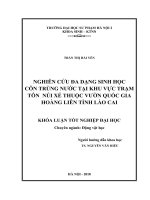 Nghiên cứu đa dạng sinh học Côn trùng nước tại vườn khu vực Trạm Tôn- Núi Xẻ thuộc vườn quốc gia Hoàng Liên tỉnh Lào Cai