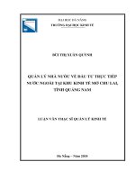 Quản lý nhà nước về đầu tư trực tiếp nước ngoài tại khu kinh tế mở chu lai, tỉnh quảng nam