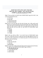 Đáp án 300 câu trắc nghiệm và 50 câu chuyên ngành Tài chính thi Công chức Quảng Trị năm 2018