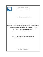 Quản lý nhà nước về ứng dụng công nghệ cao vào sản xuất nông nghiệp trên địa bàn thành phố đà nẵng