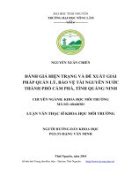 Đánh giá hiện trạng và đề xuất giải pháp quản lý, bảo vệ tài nguyên nước thành phố Cẩm Phả, tỉnh Quảng Ninh (Luận văn thạc sĩ)