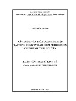 Xây dựng văn hóa doanh nghiệp tại tổng công ty bảo hiểm petrolimex chi nhánh thái nguyên