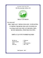 Thực hiện quy trình chăm sóc nuôi dưỡng và phòng trị bệnh cho lợn nái sinh sản tại trại lợn Nam Việt xã Phượng Tiến  huyện Định Hóa  tỉnh Thái Nguyên (Khóa luận tốt nghiệp)