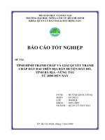 TÌNH HÌNH TRANH CHẤP VÀ GIẢI QUYẾT TRANH CHẤP ĐẤT ĐAI TRÊN ĐỊA BÀN HUYỆN ĐẤT ĐỎ, TỈNH BÀ RỊA –VŨNG TÀU TỪ 2004 ĐẾN NAY