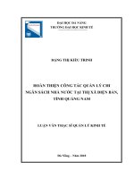 Hoàn thiện công tác quản lý chi ngân sách nhà nước tại thị xã điện bàn, tỉnh quảng nam