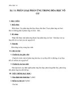 Giáo án Hóa học 10 bài 18: Phân loại phản ứng trong hóa học vô cơ