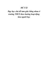 Dạy học chủ đề tam giác bằng nhau ở trường THCS theo hướng hoạt động hóa người học