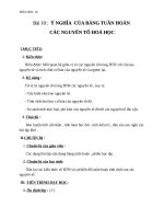 Giáo án Hóa học 10 bài 10: Ý nghĩa của bảng tuần hoàn các nguyên tố hóa học