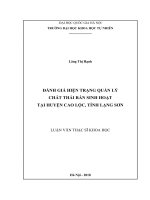 Đánh giá hiện trạng quản lý chất thải rắn sinh hoạt tại huyện cao lộc, tỉnh lạng sơn 