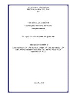 Ảnh hưởng của các dạng lập địa và chế độ triều lên khả năng tích lũy cacbon của rừng ngập mặn tại tỉnh Cà Mau (tt)
