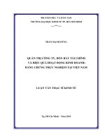 Quản trị công ty, đòn bẩy tài chính và hiệu quả hoạt động kinh doanh bằng chứng thực nghiệm tại việt nam 