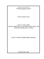 Quản lý phát triển chương trình đạo tạo ngành sư phạm tiếng anh ở trường đại học hùng vương 