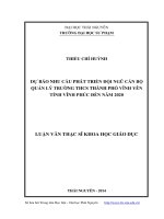 Dự báo nhu cầu phát triển đội ngũ cán bộ quản lý trường THCS thành phố Vĩnh Yên tỉnh Vĩnh Phúc đến năm 2020 (Luận văn thạc sĩ)