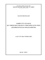 Nghiên cứu xây dựng quy trình nhân nhanh in vitro giống gừng trâu (zingiber officinale (willd ) roscoe) 
