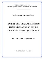 Ảnh hưởng của lãi suất đến hành vi chấp nhận rủi ro của ngân hàng tại việt nam 