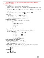 DẠNG ĐẠI SỐ VÀ CÁC PHÉP TOÁN TRÊN TẬP SỐ PHỨC
