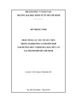 Phân tích các yếu tố xúc tiến trong marketing xanh hỗn hợp ảnh hưởng đến ý định mua rau hữu cơ tại thành phố hồ chí minh 