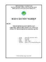 THẨM ĐỊNH GIÁ BẤT ĐỘNG SẢN CHO MỤC ĐÍCH THẾ CHẤP VAY VỐN TẠI CÔNG TY THẨM ĐỊNH GIÁ HOÀNG QUÂN