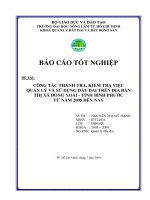 CÔNG TÁC THANH TRA, KIỂM TRA VIỆC QUẢN LÝ VÀ SỬ DỤNG ĐẤT ĐAI TRÊN ĐỊA BÀN THỊ XÃ ĐỒNG XOÀI  TỈNH BÌNH PHƯỚC TỪ NĂM 2005 ĐẾN NAY