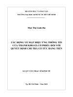 Tác động về mặt hiệu ứng thông tin của thanh khoản cổ phiếu đối với quyết định chi trả cổ tức bằng tiền 