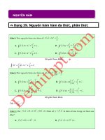 Câu hỏi trắc nghiệm Nguyễn hàm_ tích phân và ứng dụng
