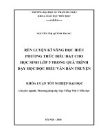 Rèn luyện kĩ năng đọc hiểu phương thức biểu đạt cho học sinh lớp 5 trong quá trình dạy học đọc hiểu văn bản truyện