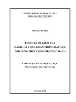 Thiết kế đề kiểm tra đánh giá chẩn đoán trong dạy học nội dung phép cộng phân số toán 4