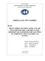 ĐỀ tài tốt NGHIỆP HOÀN THIỆN tổ CHỨC CÔNG tác kế TOÁN DOANH THU, CHI PHÍ và xác ĐỊNH kết QUẢ KINH DOANH tại CÔNG TY TNHH MTV tôn vạn PHÚC AN SƯƠNG