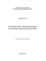 Số mũ trung tâm và tính ổn định nghiệm của hệ phương trình sai phân tuyến tính (Luận văn thạc sĩ)