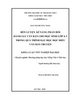 Rèn luyện kỹ năng phản hồi đánh giá văn bản cho học sinh lớp 4, 5 trong quá trình dạy học đọc hiểu văn bản truyện