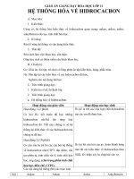 Giáo án Hóa học 11 bài 38: Hệ thống hóa hiđrocacbon