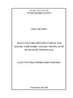 Quản lý dạy học phân hóa ở Trung tâm Giáo dục Nghề nghiệp  Giáo dục thường xuyên huyện Ba Bể, tỉnh Bắc Kạn (LV thạc sĩ)