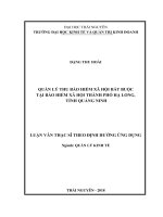 Quản lý thu bảo hiểm xã hội bắt buộc tại bảo hiểm xã hội thành phố hạ long, tỉnh quảng ninh 