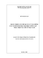Hoàn thiện cơ chế quản lý tài chính các cơ sở giáo dục đại học công lập thực hiện tự chủ ở việt nam 