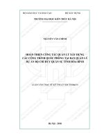 Hoàn thiện công tác quản lý xây dựng các công trình quốc phòng tại ban quản lý dự án bộ chỉ huy quân sự tỉnh hòa bình (tt) 