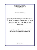 Quản trị rủi ro tín dụng khách hàng cá nhân tại ngân hàng thương mại cổ phần công thương việt nam – chi nhánh hà giang 