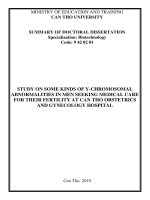 Nghiên cứu một số dạng bất thường nhiễm sắc thể y ở nam giới khám vô sinh tại bệnh viện phụ sản thành phố cần thơ (tt) 