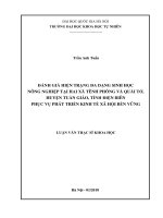 Đánh giá hiện trạng đa dạng sinh học nông nghiệp tại hai xã tênh phông và quài tở, huyện tuần giáo, tỉnh điện biên phục vụ phát triển kinh tế xã hội bền vững 
