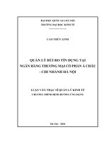 Quản lý rủi ro tín dụng tại ngân hàng thương mại cổ phần á châu   chi nhánh hà nội 