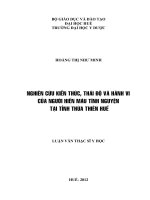 NGHIÊN cứu KIẾN THỨC, THÁI độ và HÀNH VI của NGƯỜI HIẾN máu TÌNH NGUYỆN tại TỈNH THỪA THIÊN HUẾ