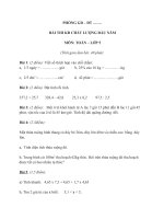 Bộ đề thi khảo sát chất lượng đầu năm môn toán lớp 5 (có đáp án) đề  (1) 